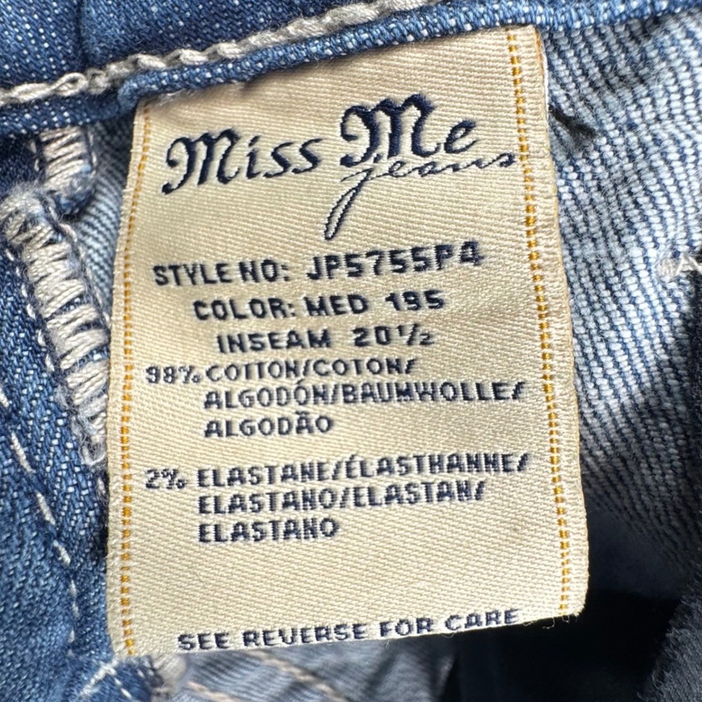 Miss Me Signature Cuffed Capri Jeans Size 27 Medium Wash Embellished JP5755P4 - Picture 12 of 16